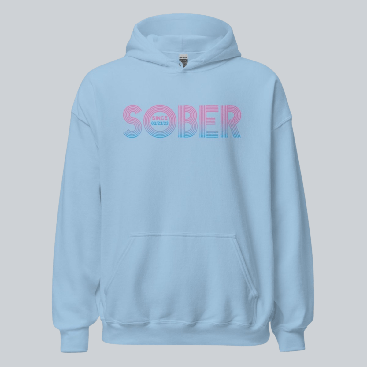 Retro Sobriety Date Recovery Hoodie close-up view (view 22)
