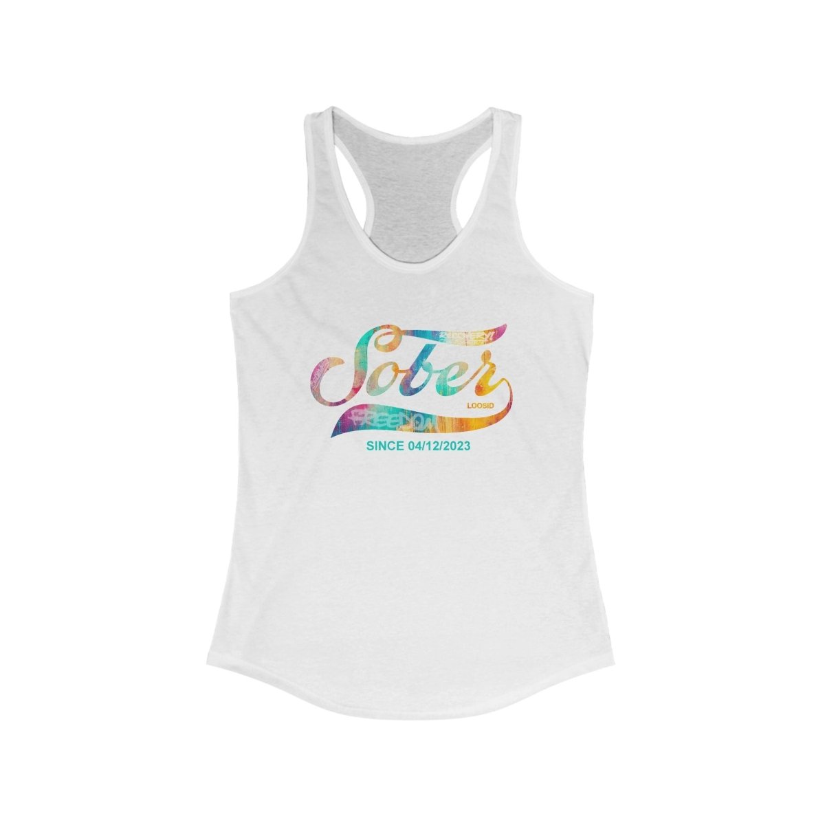 Sober Since with Date Sober Tank Top side view (view 6)