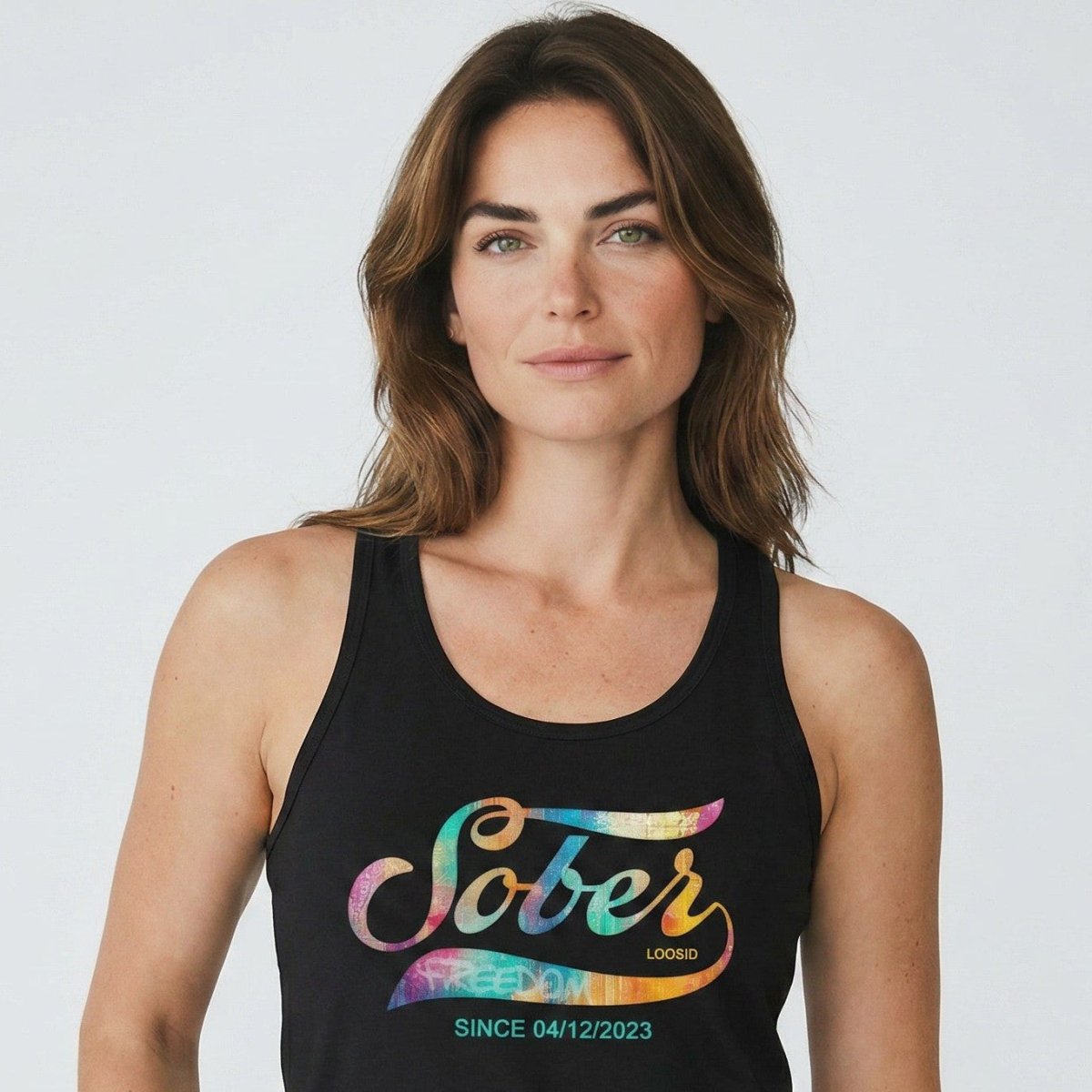 Loosid Sober Since with Date Sober Tank Top featuring the design