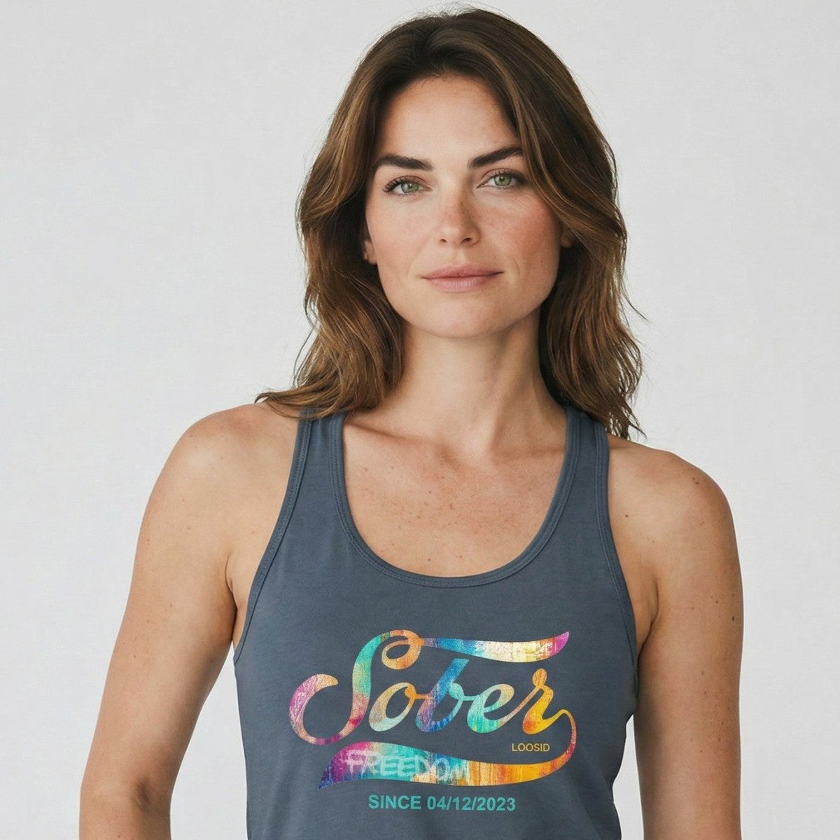 Sober Since with Date Sober Tank Top side view (view 26)