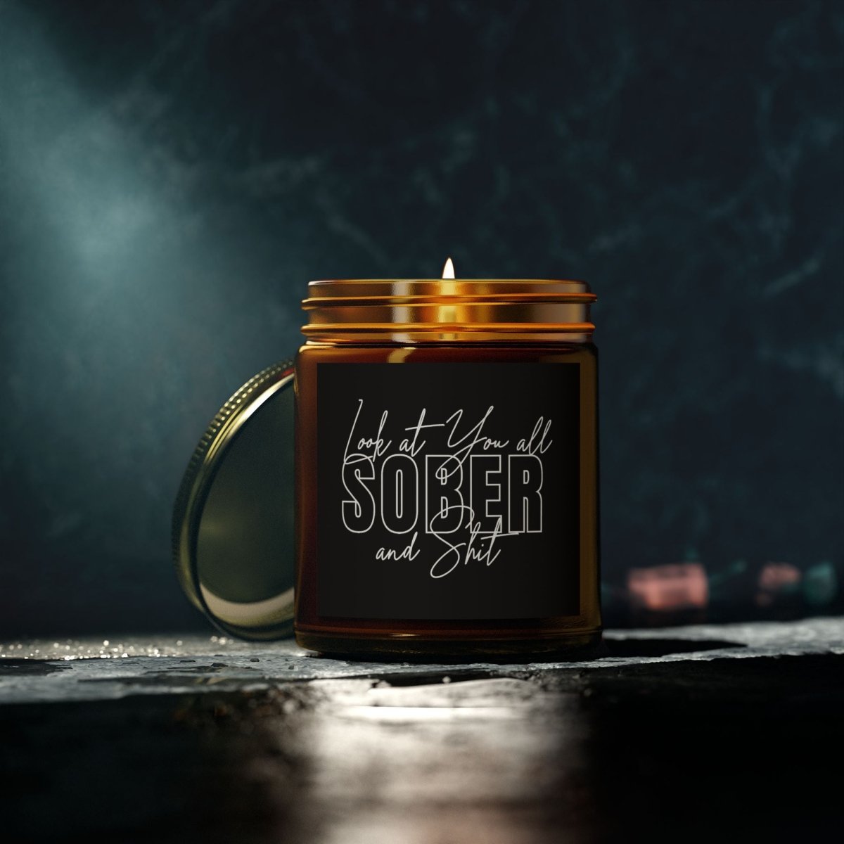Look At You Scented Coconut Apricot Sobriety Candle lifestyle view (view 5)