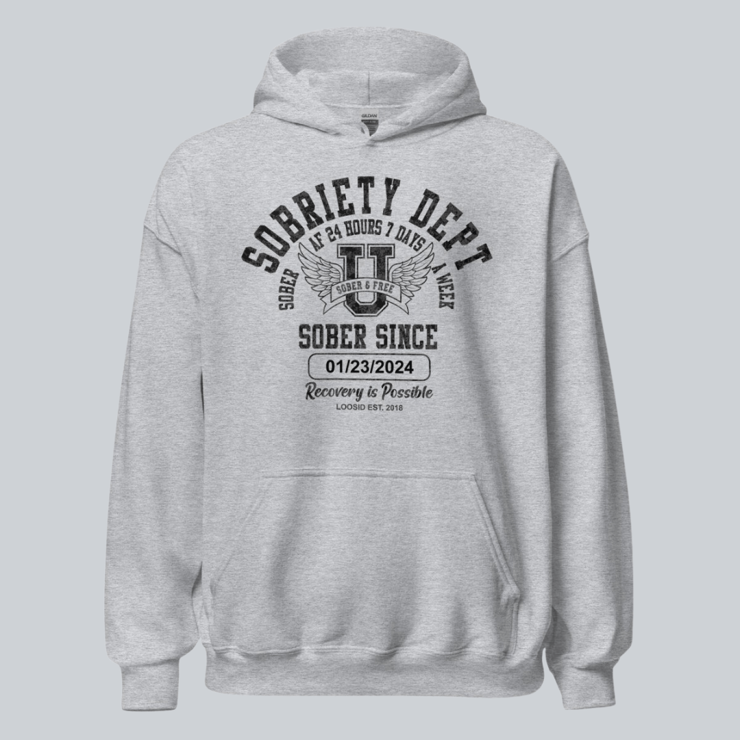 Sobriety Dept Recovery Hoodie side view (view 26)