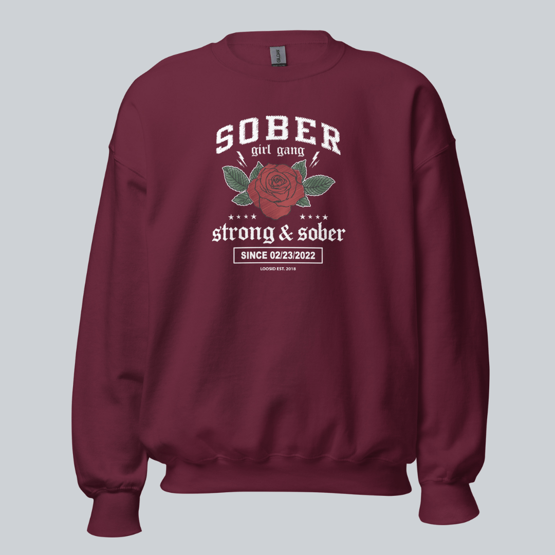 SOBER Girl Gang Strong & Sober Recovery Hoodie close-up view (view 12)