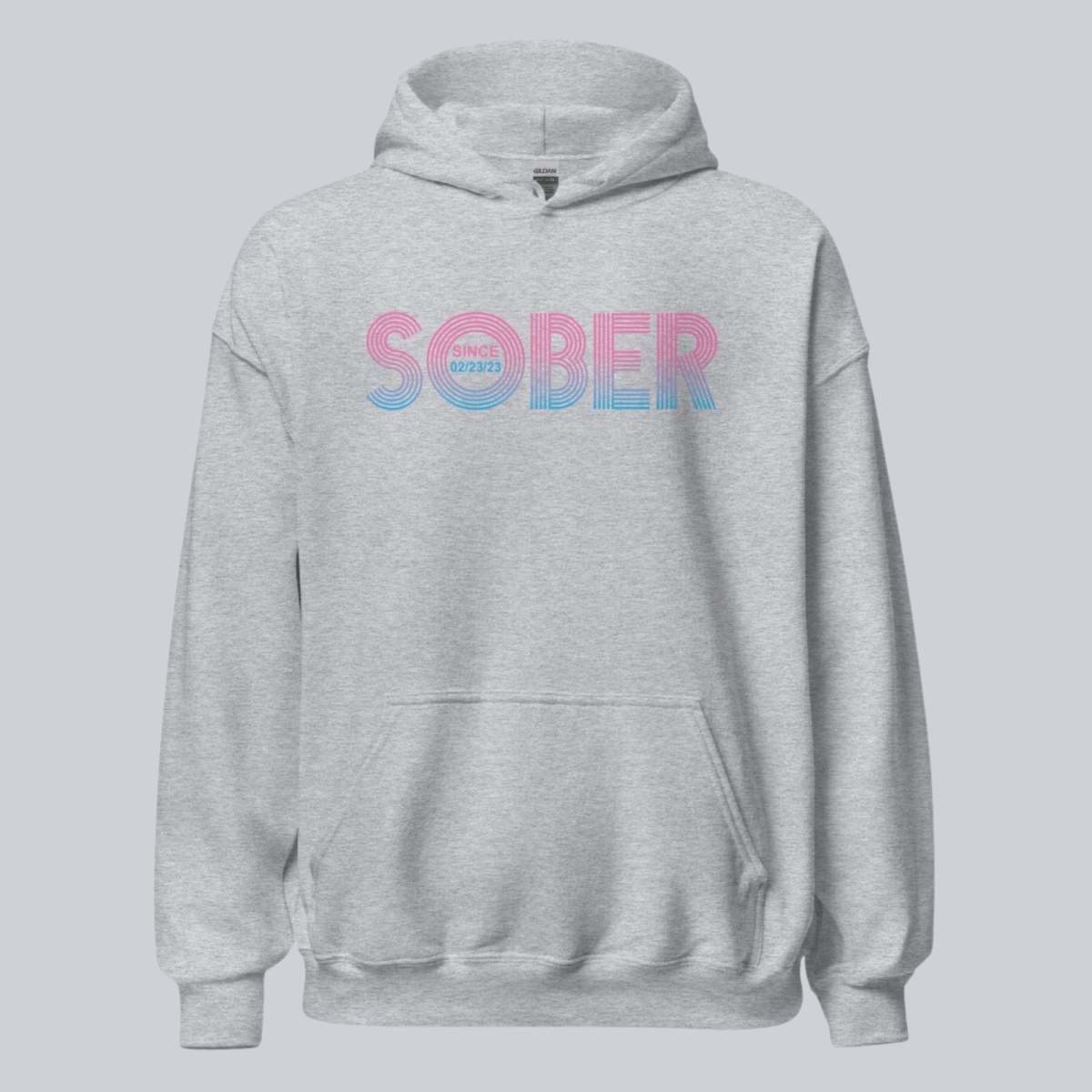 Retro Sobriety Date Recovery Hoodie packaging detail (view 18)