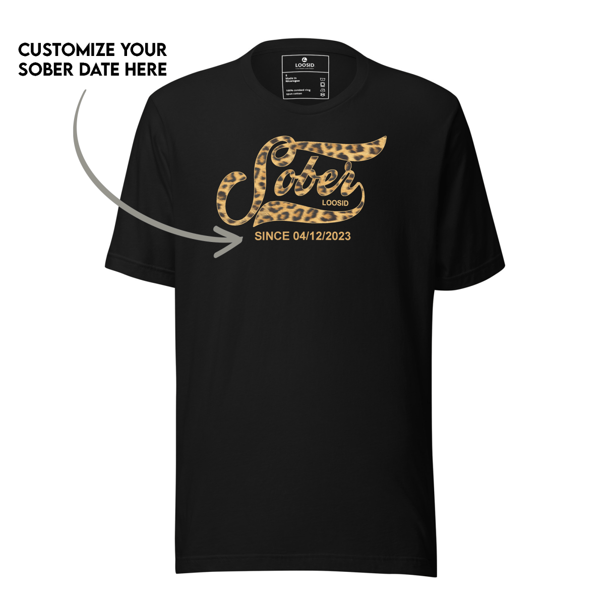 Leopard Sober Since Sober T Shirt lifestyle view (view 5)