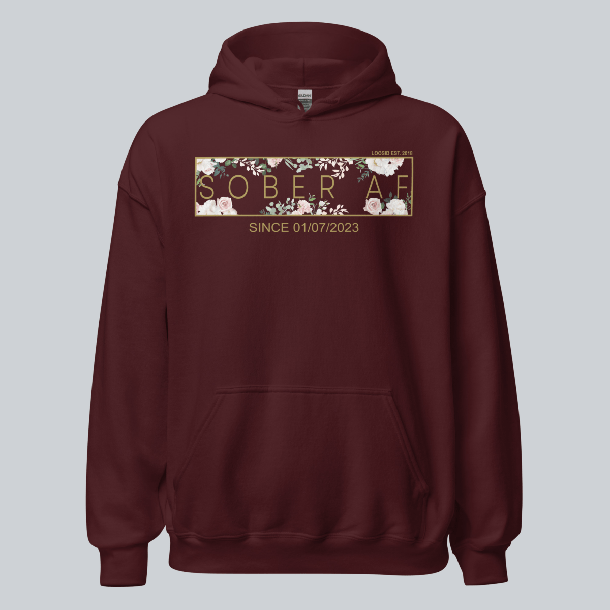Sober AF Flower Recovery Hoodie back view (view 27)