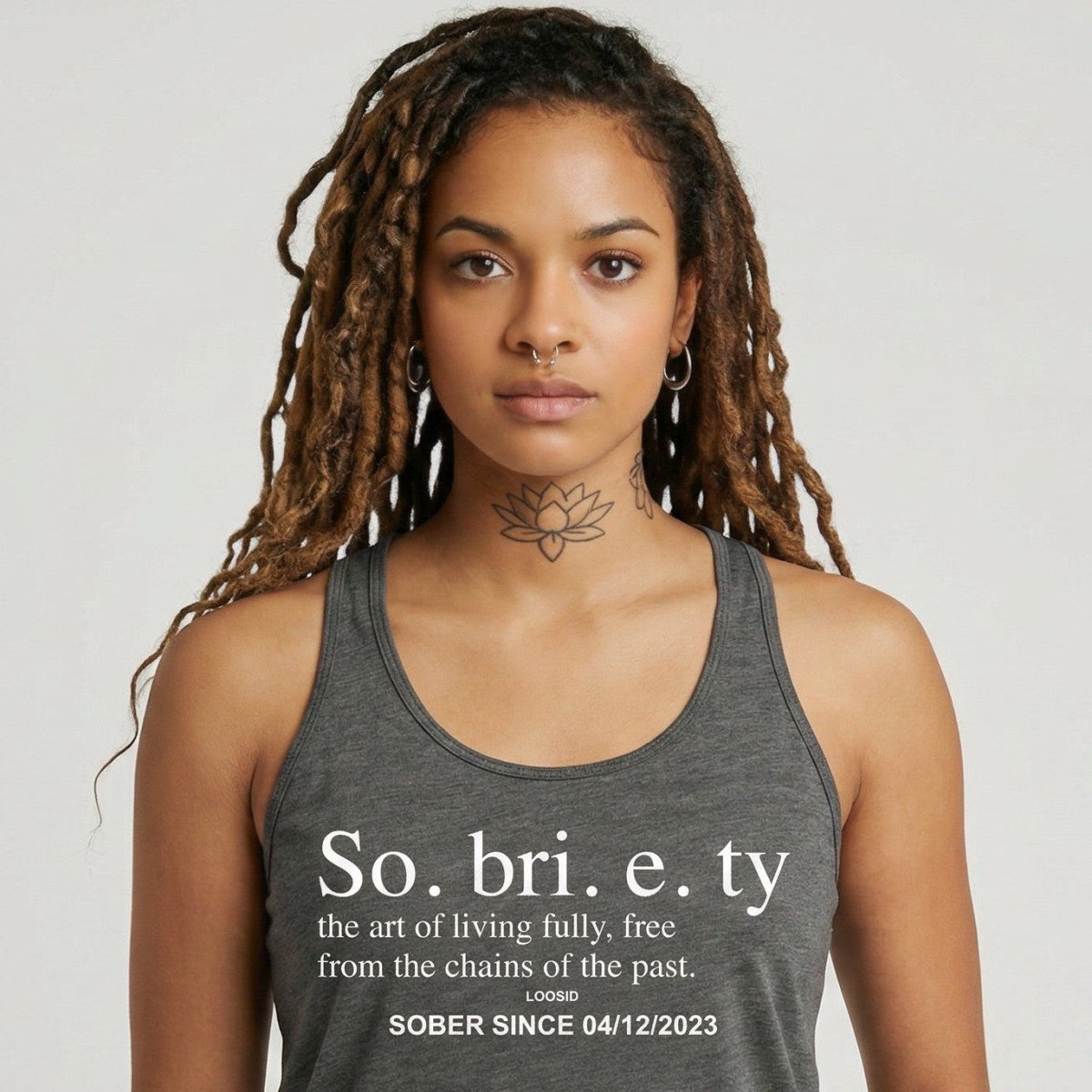 Sobriety Definition Women's w Personalize Sober Date Sober Tank Top featuring the design (view 21)