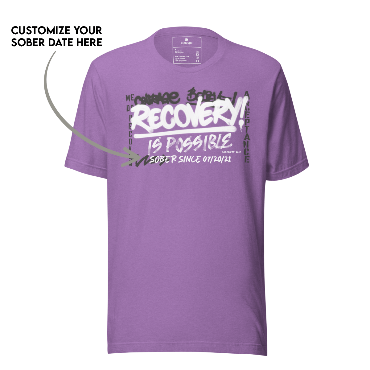 Recovery Is Possible Sober T Shirt fit detail (view 9)