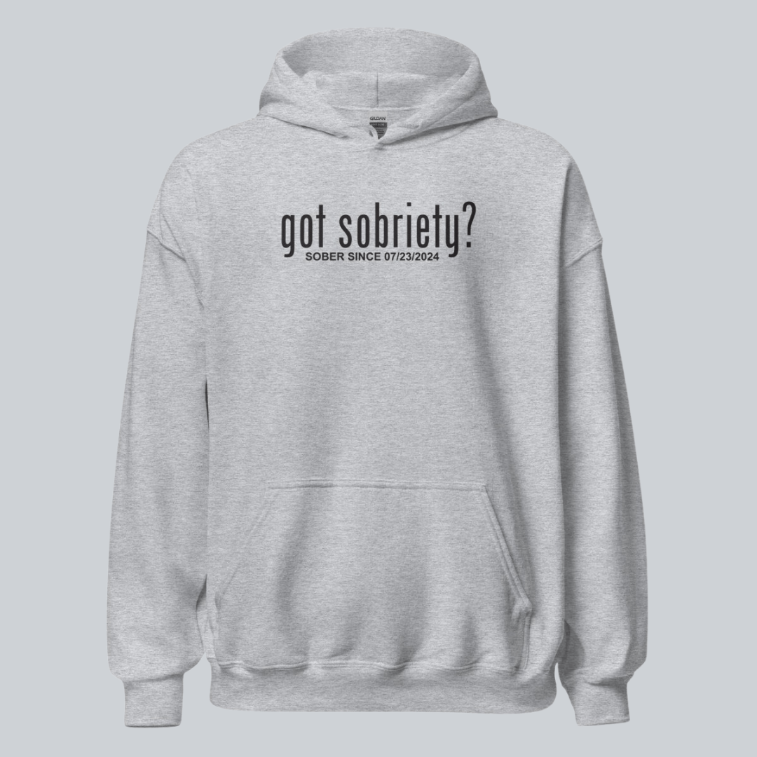Got Sobriety Recovery Hoodie flat lay styled image (view 43)