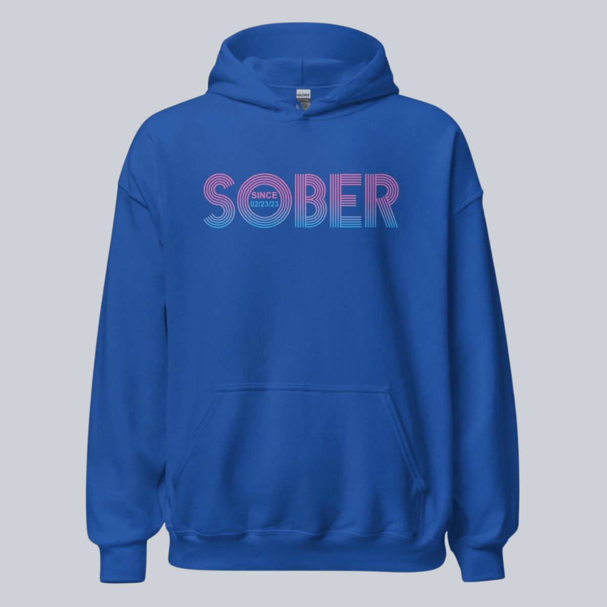 Retro Sobriety Date Recovery Hoodie graphic detail (view 14)