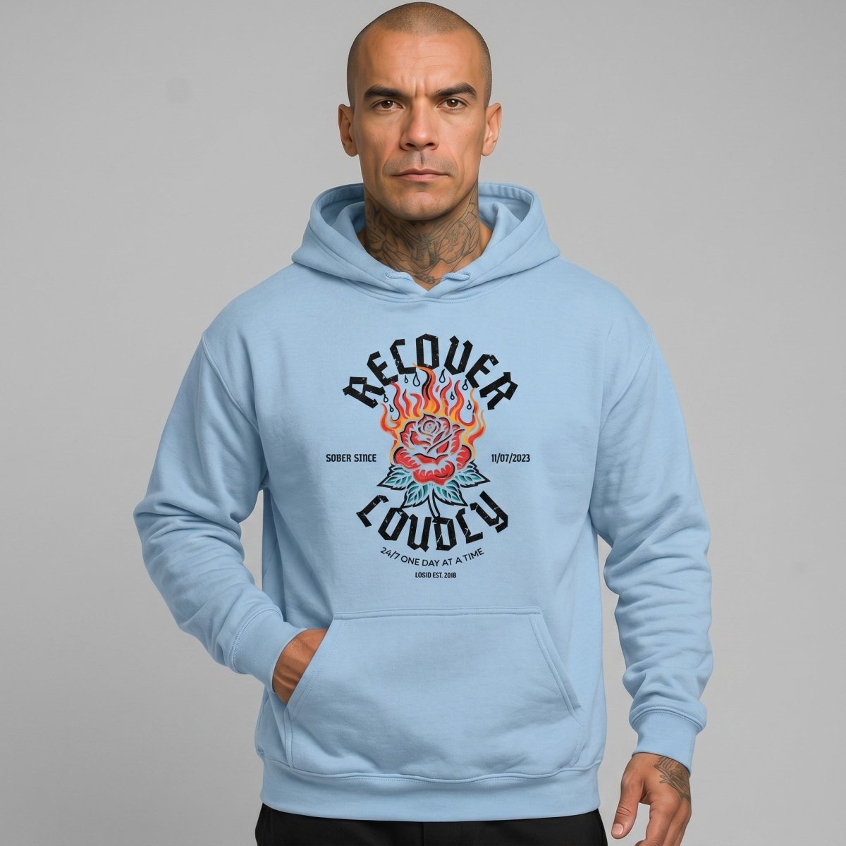 Recover Loudly Custom Sobriety Date Recovery Hoodie featuring the design (view 31)