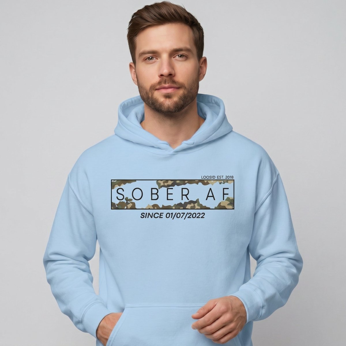 Sober AF Camo Recovery Hoodie back view (view 17)