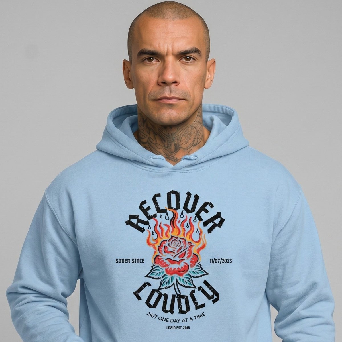 Recover Loudly Custom Sobriety Date Recovery Hoodie product photo (view 30)