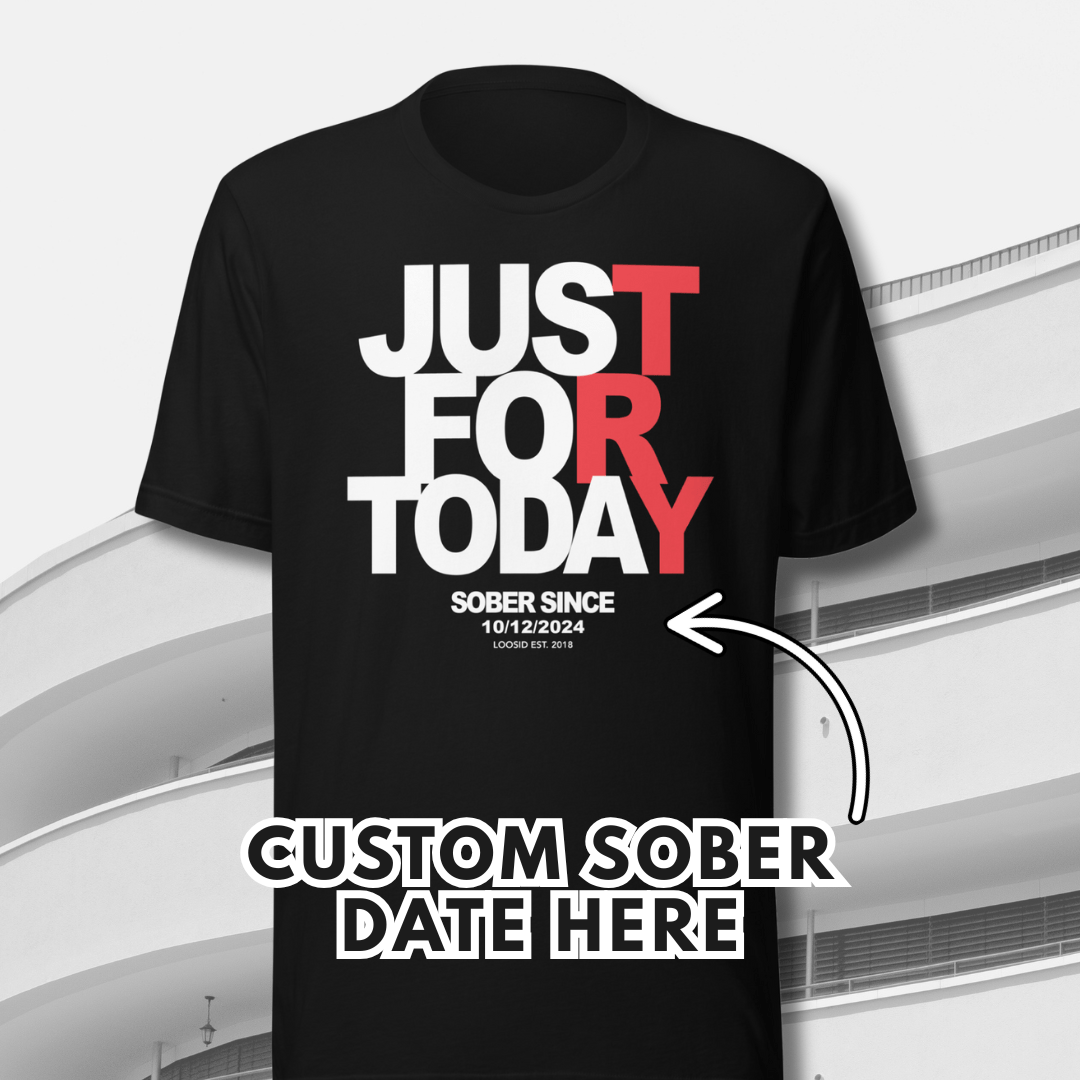Just Try For Today Sober T Shirt graphic detail (view 4)