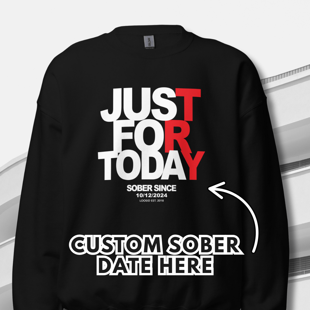 Just Try For Today Sobriety Recovery Hoodie graphic detail (view 4)