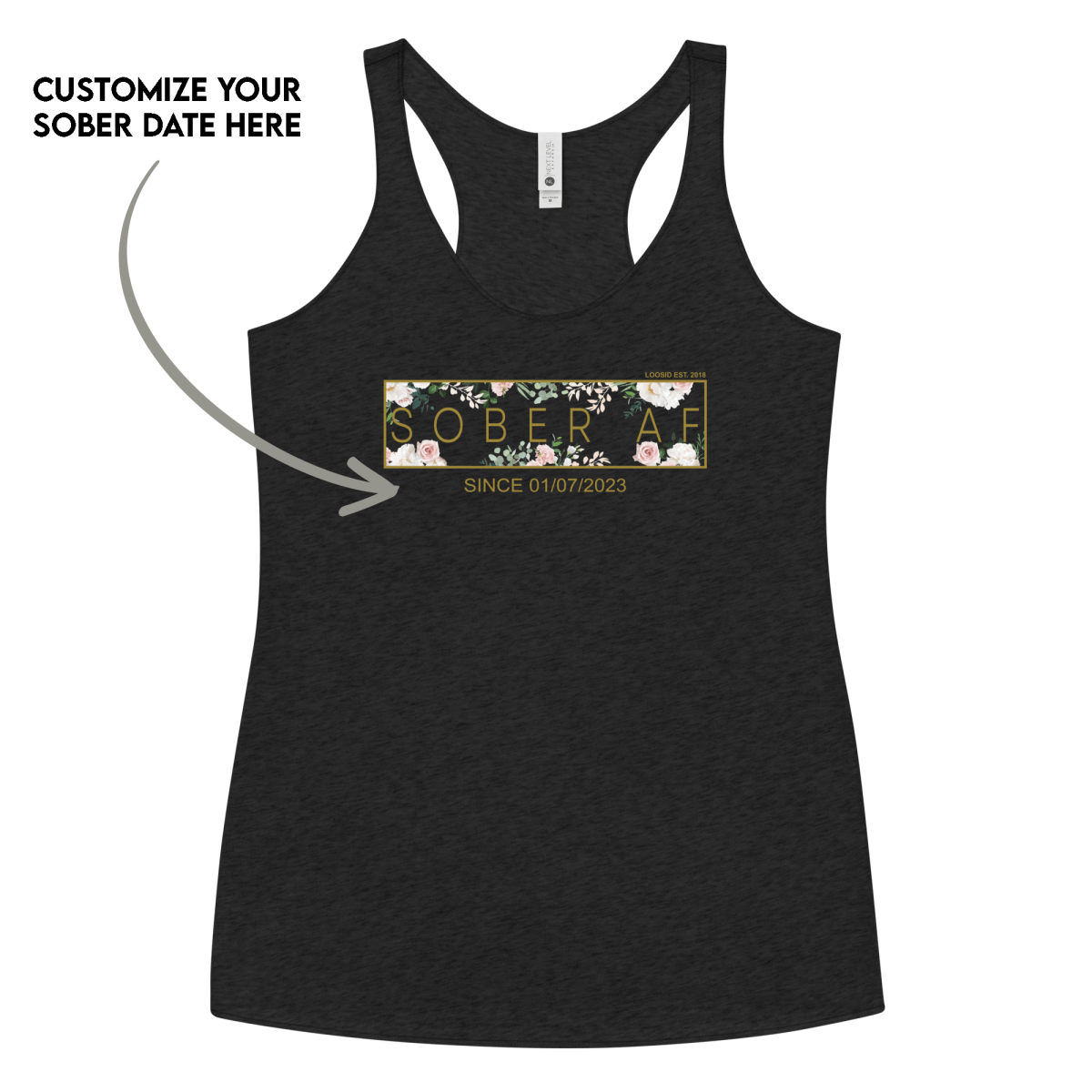 Sober AF Flower Sober Tank Top flat lay styled image (view 3)