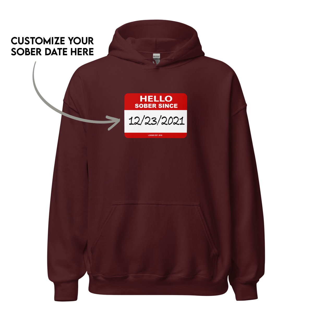 Hello Sober Since Recovery Hoodie featuring the design (view 11)