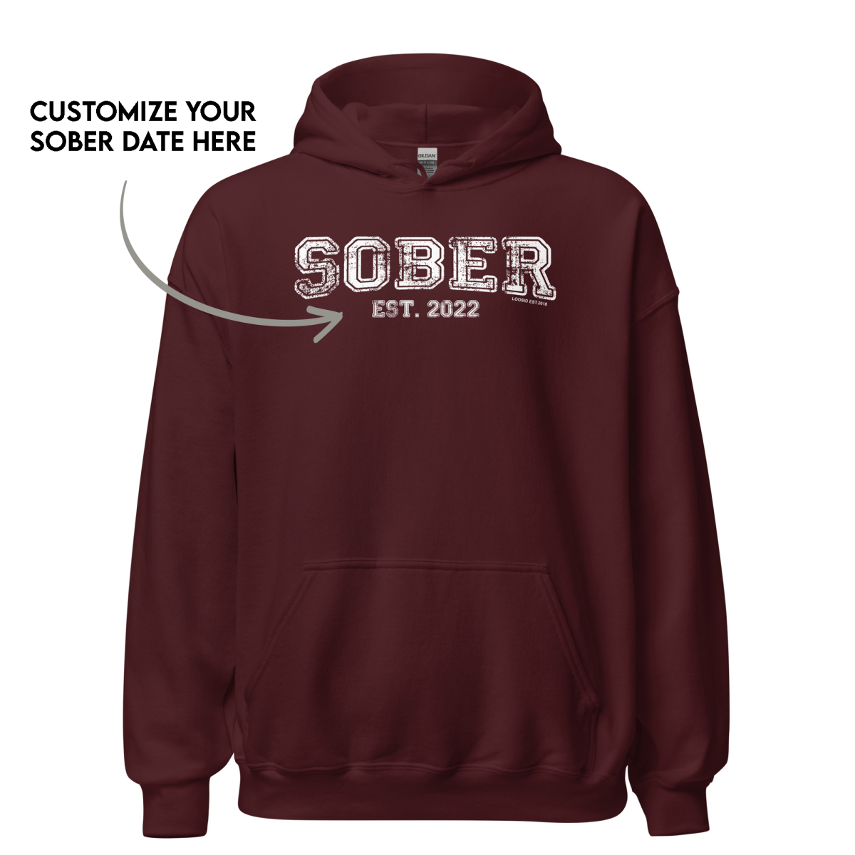 Sober Est. Hoodie w Personalized Sobriety Year Recovery Hoodie product photo (view 10)