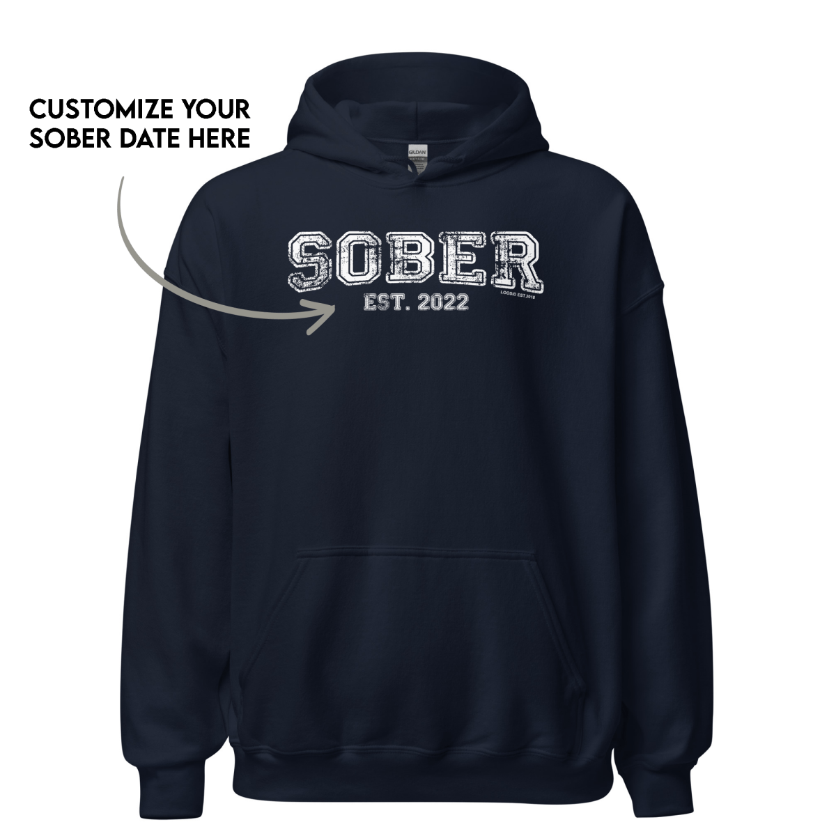 Sober Est. Hoodie w Personalized Sobriety Year Recovery Hoodie side view (view 6)