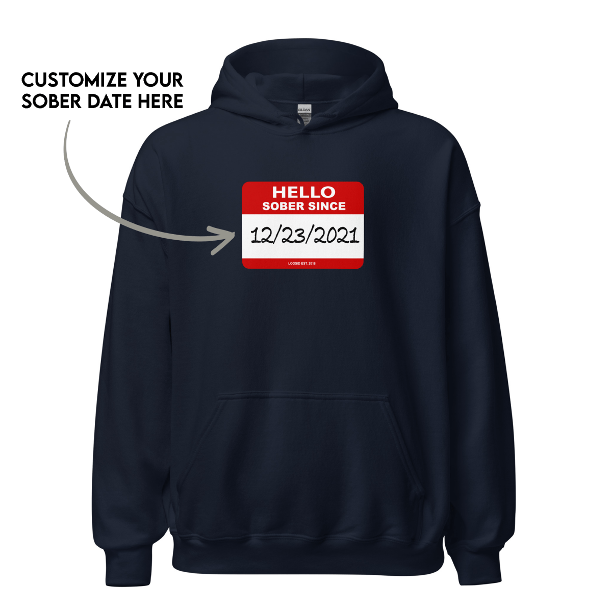 Hello Sober Since Recovery Hoodie back view (view 7)