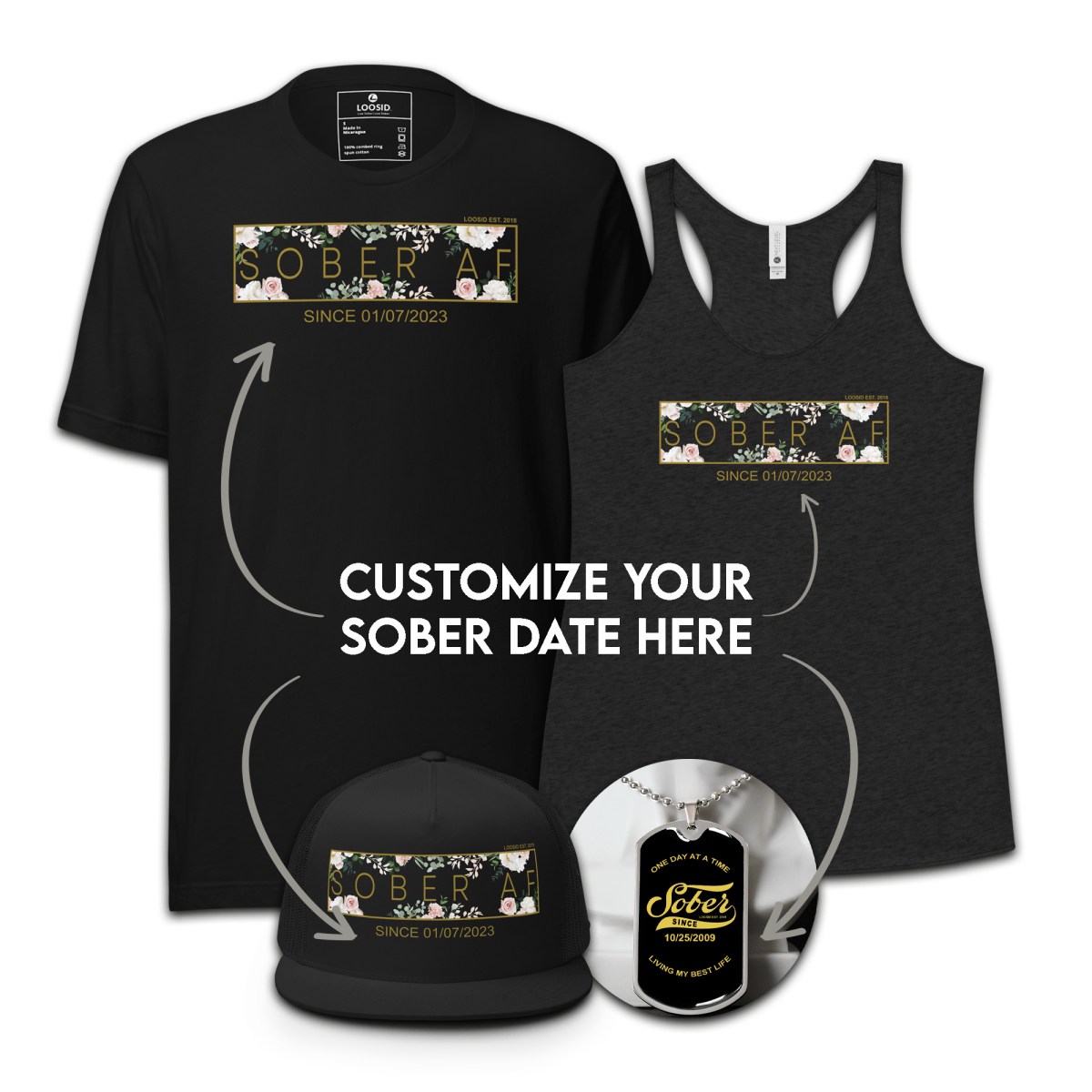 Loosid Sober AF Flower Recovery Hoodie featuring the design