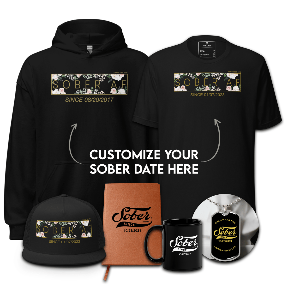 Loosid Sobriety Gift Flower Sobriety Gift featuring the design