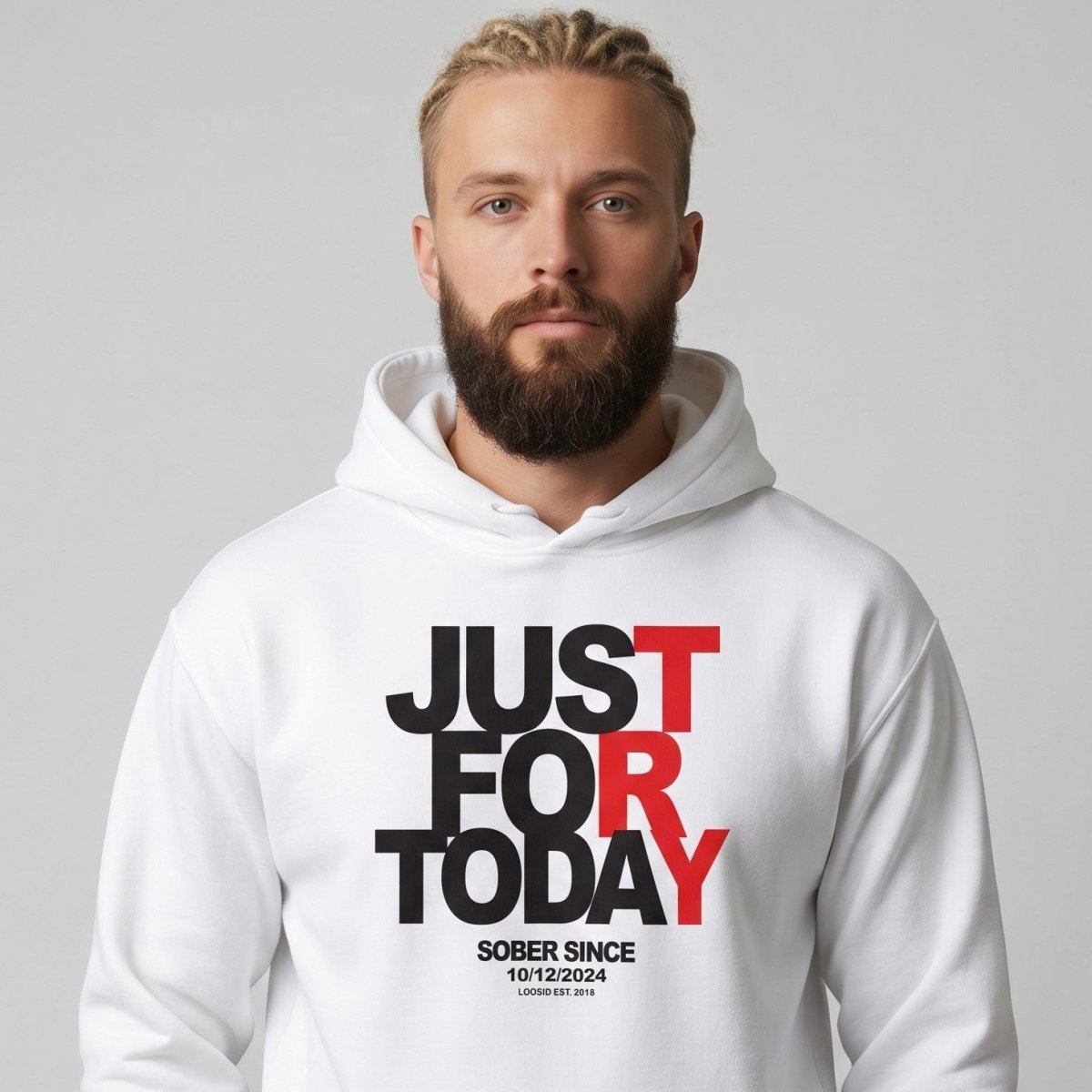 Just For Today Custom Sobriety Date Recovery Hoodie product photo (view 40)