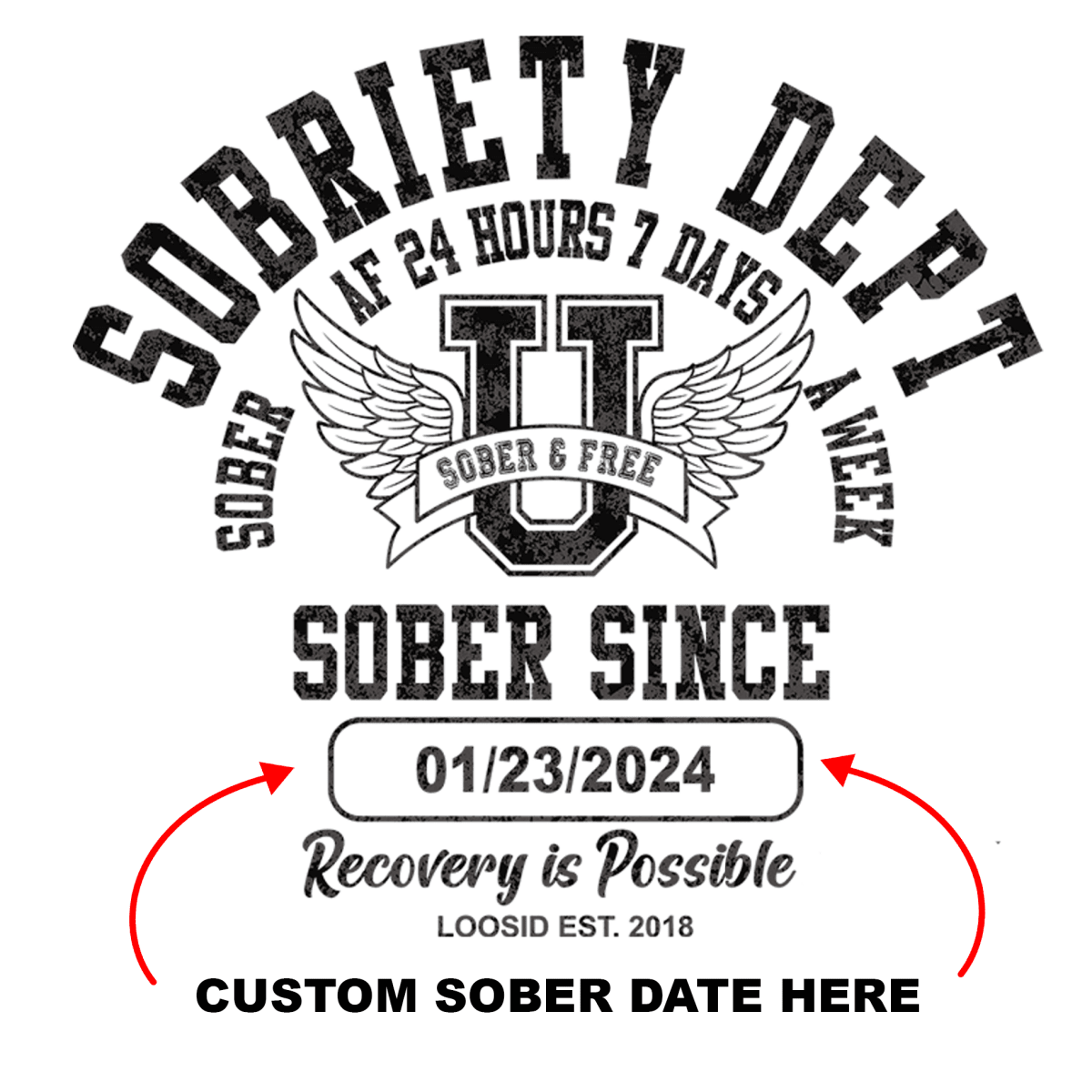 Sobriety Dept Recovery Hoodie close-up view (view 32)
