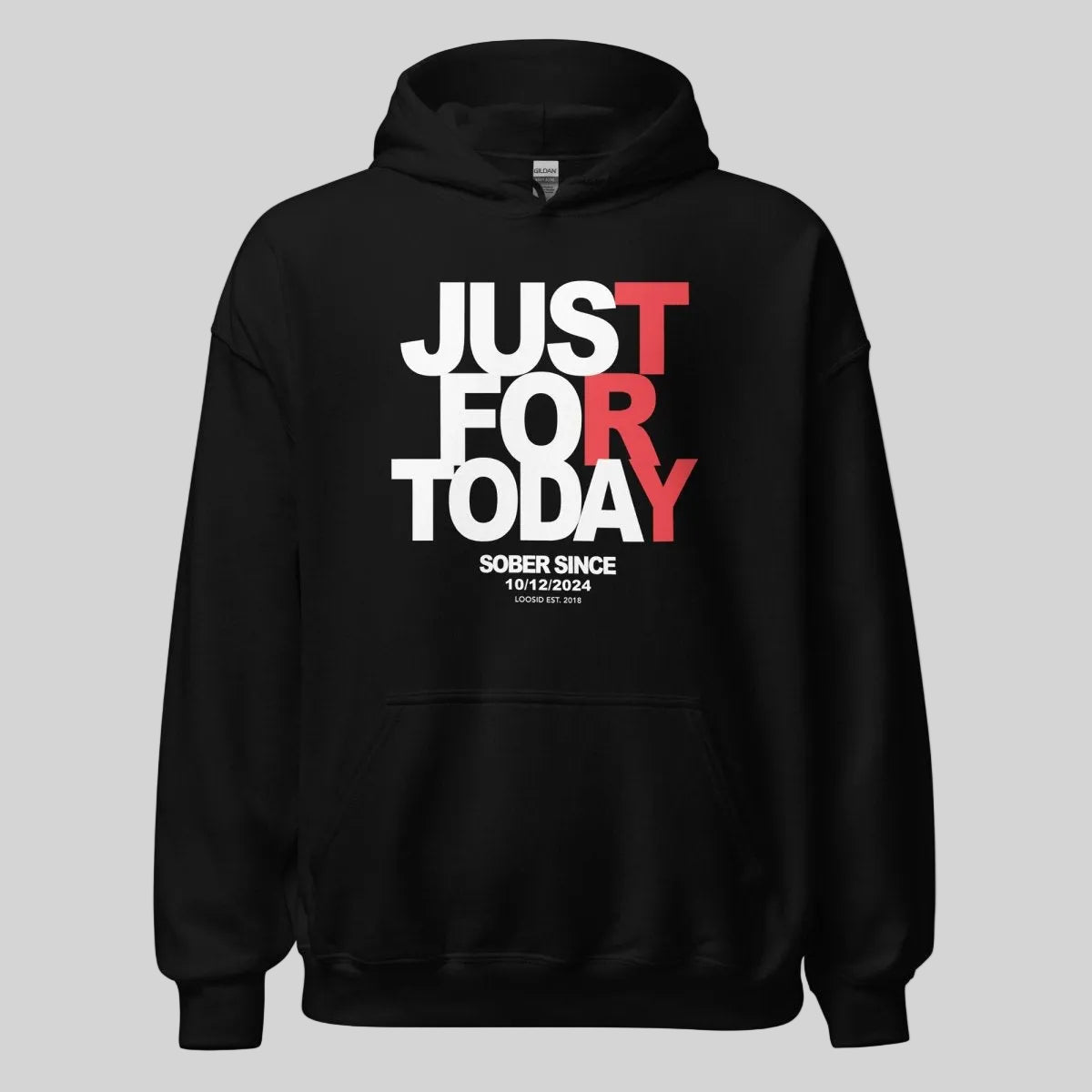 Just For Today Custom Sobriety Date Recovery Hoodie back view (view 7)