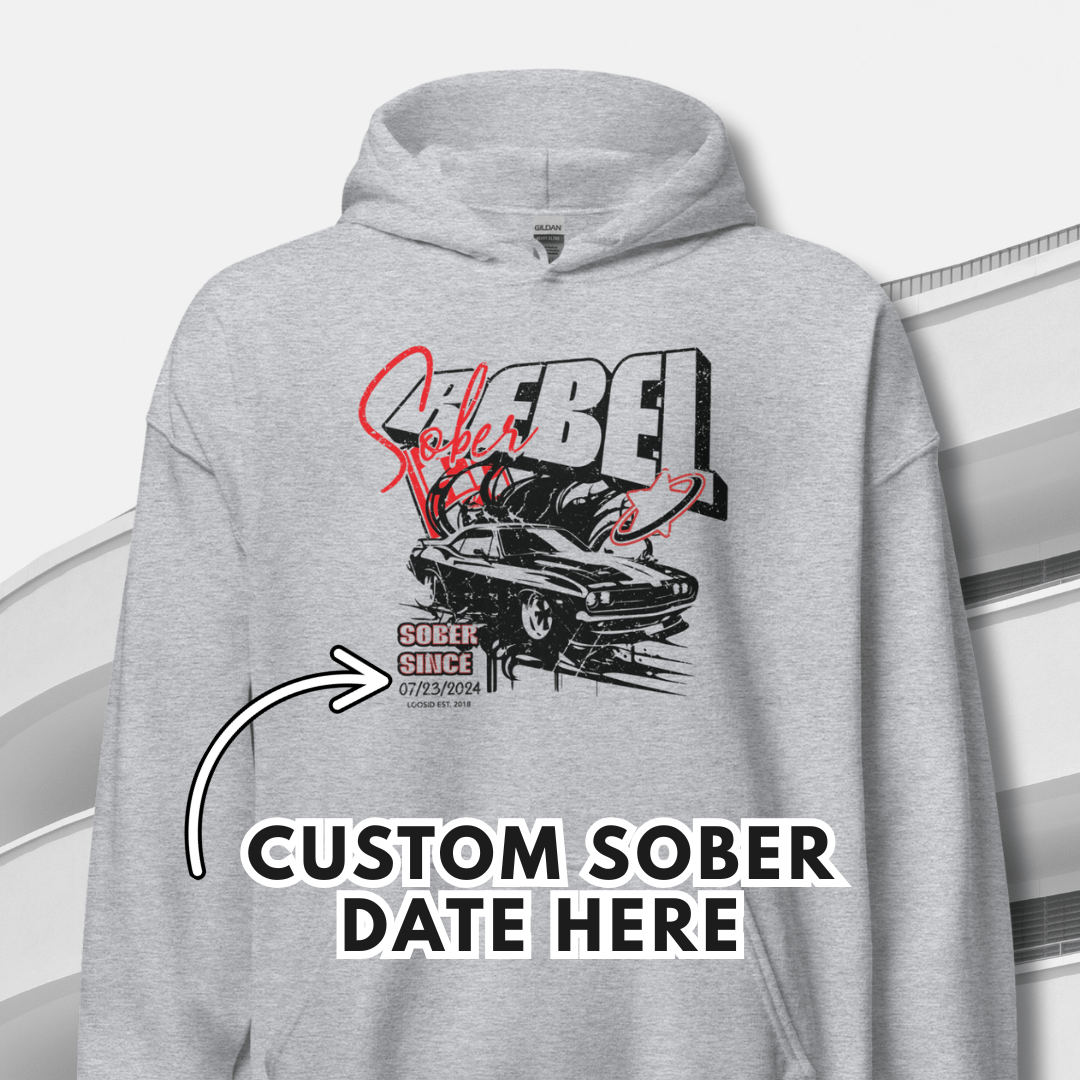 Sober Rebel Custom Sobriety Date Recovery Hoodie product photo (view 10)