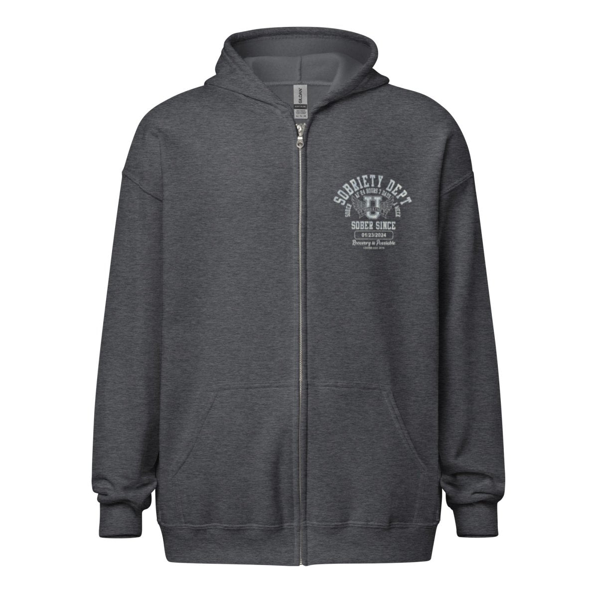 Sobriety Dept Recovery Hoodie lifestyle view (view 5)