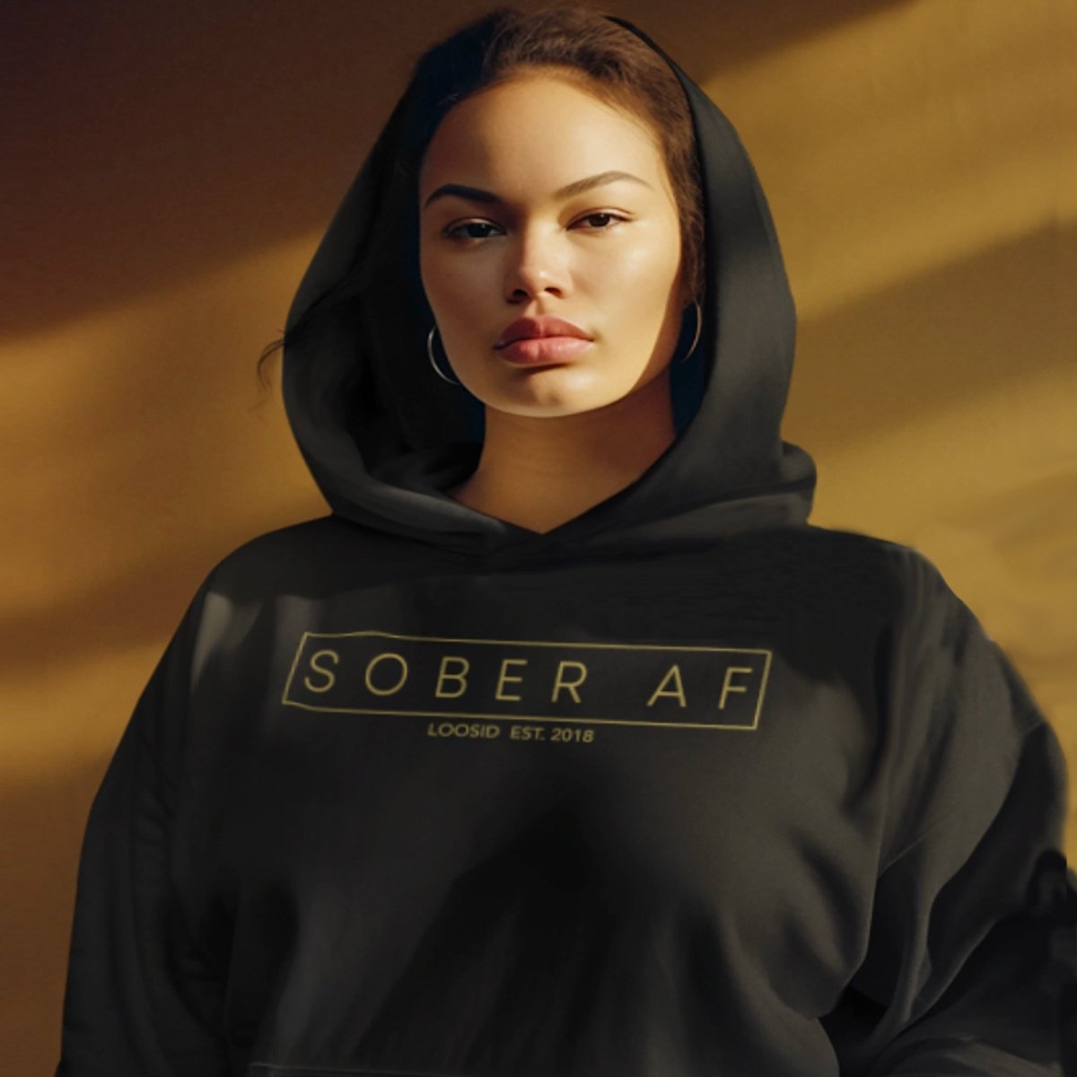 Sober AF Recovery Hoodie close-up view (view 2)