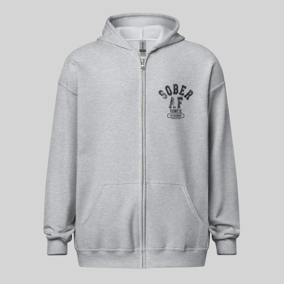 Sober AF Since Zip Recovery Hoodie graphic detail (view 24)