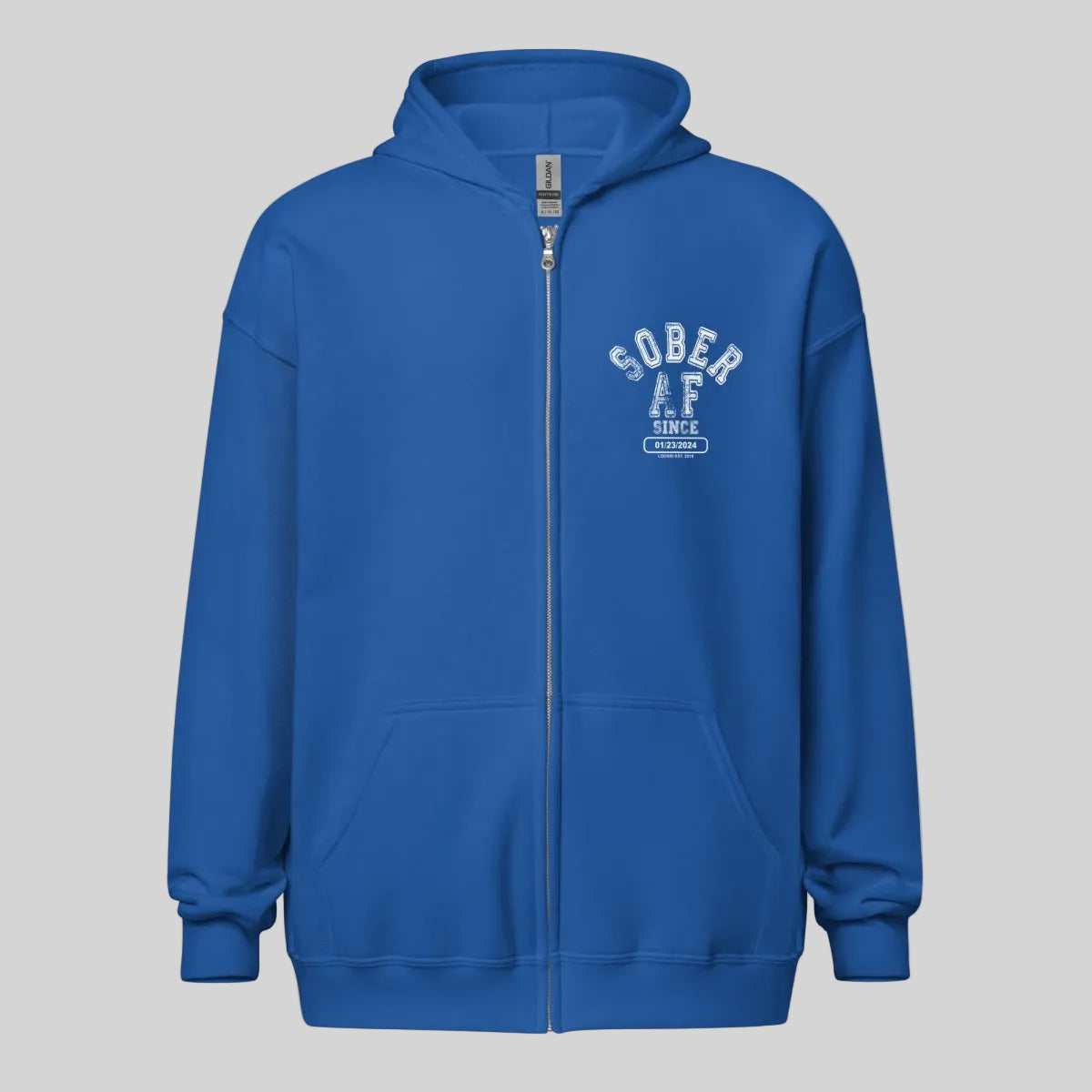 Sober AF Since Zip Recovery Hoodie side view (view 16)