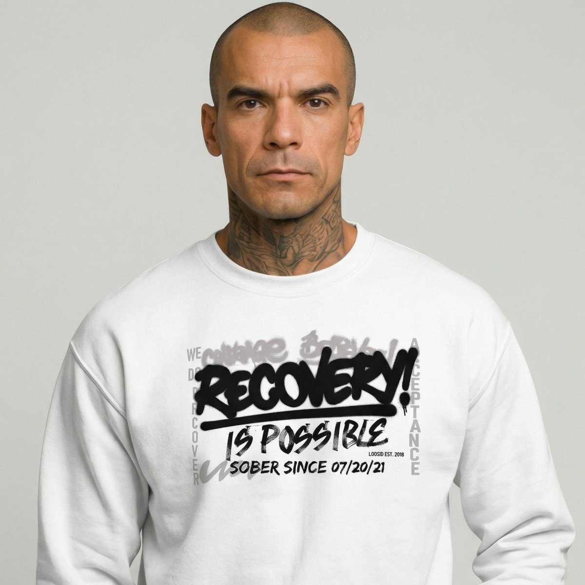 Recovery Is Possible Recovery Hoodie close-up view (view 2)