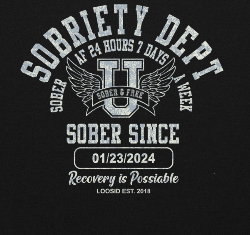 Sobriety Dept Zip Recovery Hoodie side view (view 6)