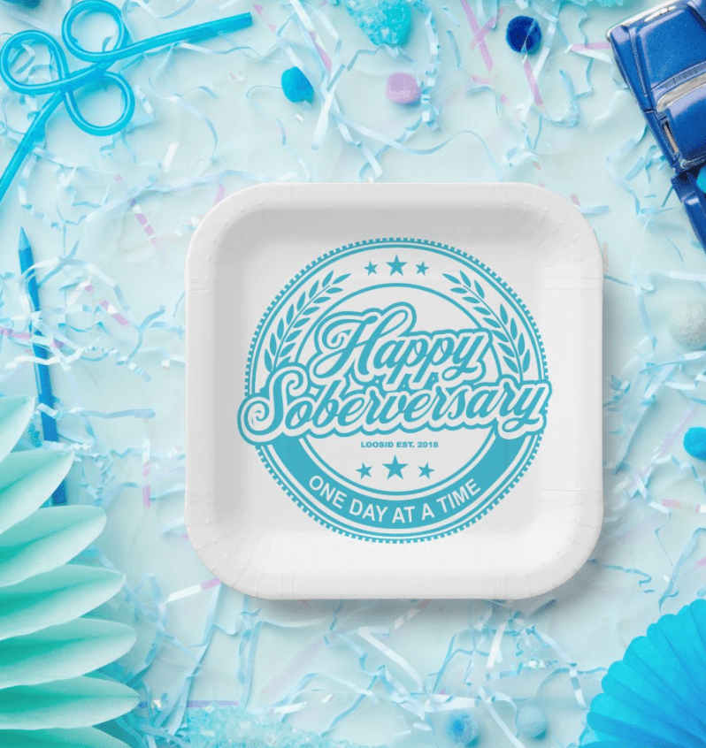 Soberversary Paper Party Plates Sobriety Gift packaging detail (view 8)