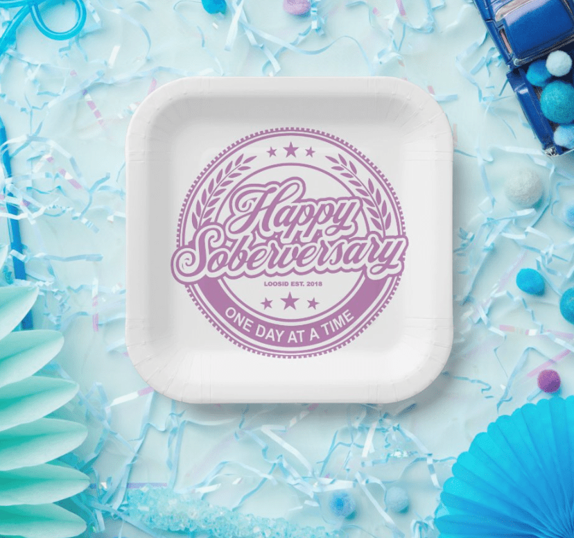 Soberversary Paper Party Plates Sobriety Gift close-up view (view 12)