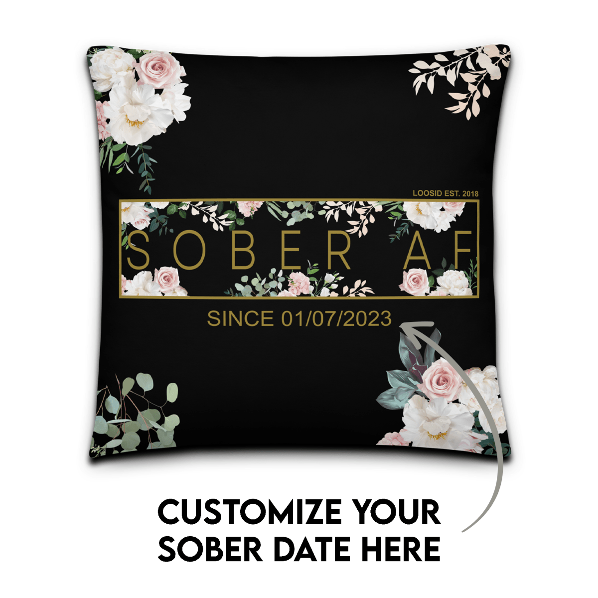 Sober AF Flower Sober Pillow graphic detail (view 4)