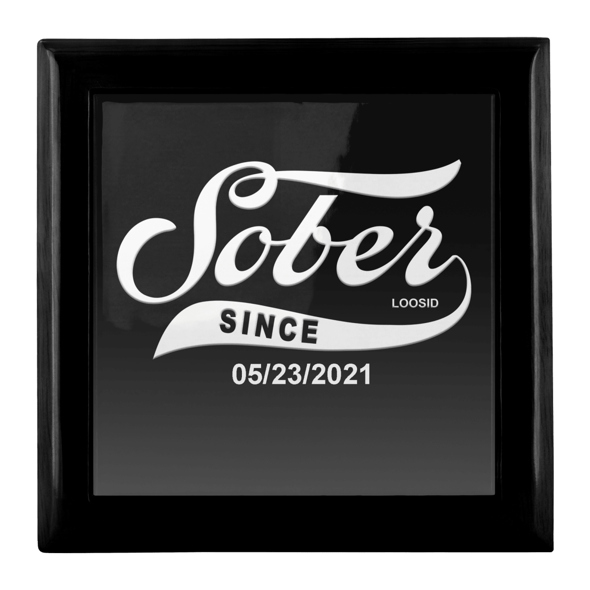 Sober Since Keepsake Box Sobriety Gift flat lay styled image (view 3)