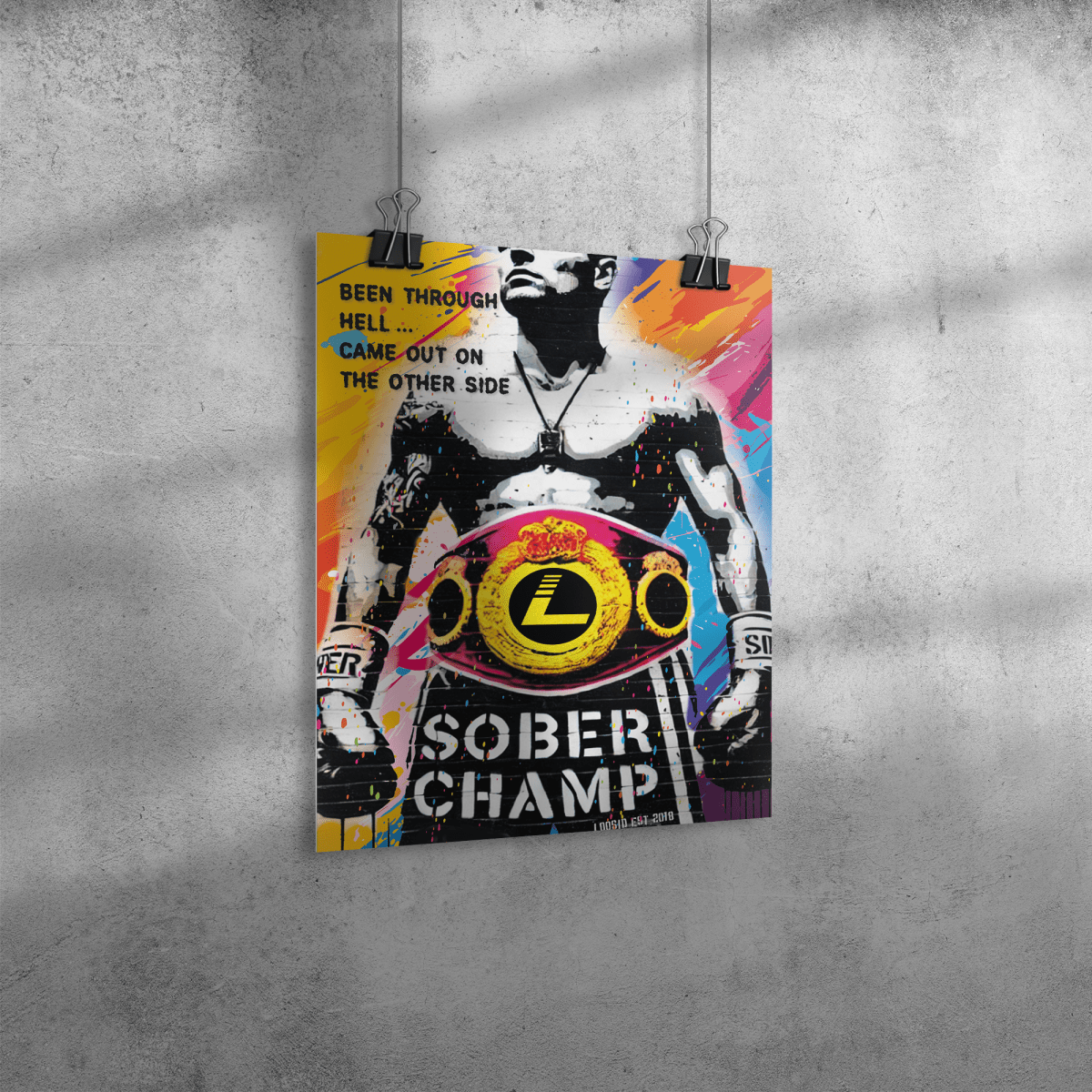 Sober Champ Men Sober Sobriety Art side view (view 6)