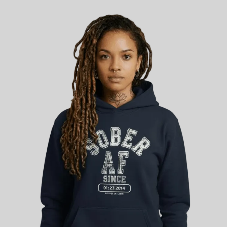 Sober AF Since Recovery Hoodie graphic detail (view 14)