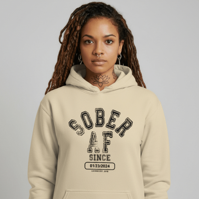 Sober AF Since Recovery Hoodie product photo (view 40)