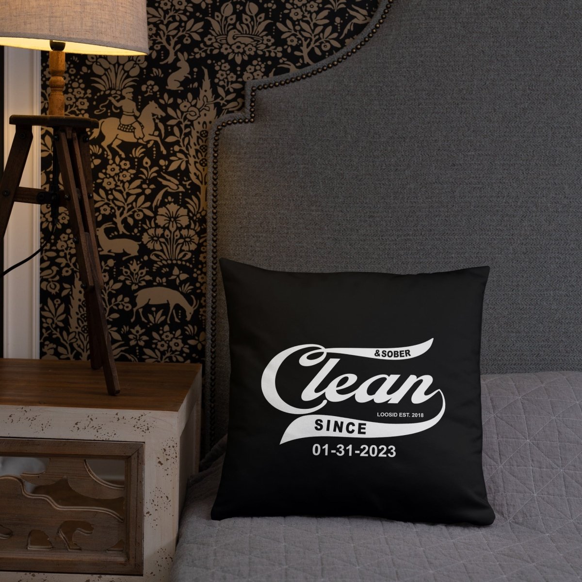 Clean & Sober Since Personalize Date Sober Pillow graphic detail (view 14)