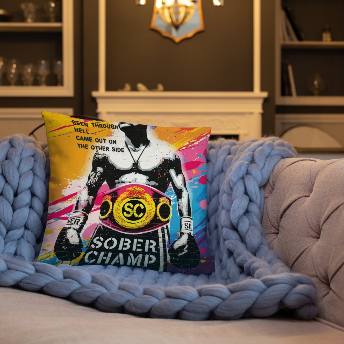 Sober Champ Champion Design Sober Pillow back view (view 17)