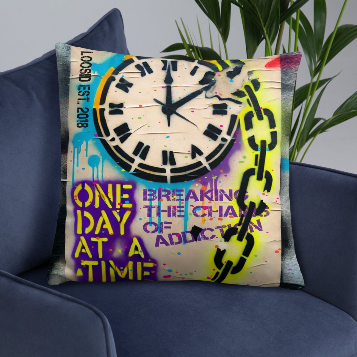 One Day At A Time Sober Pillow flat lay styled image (view 13)