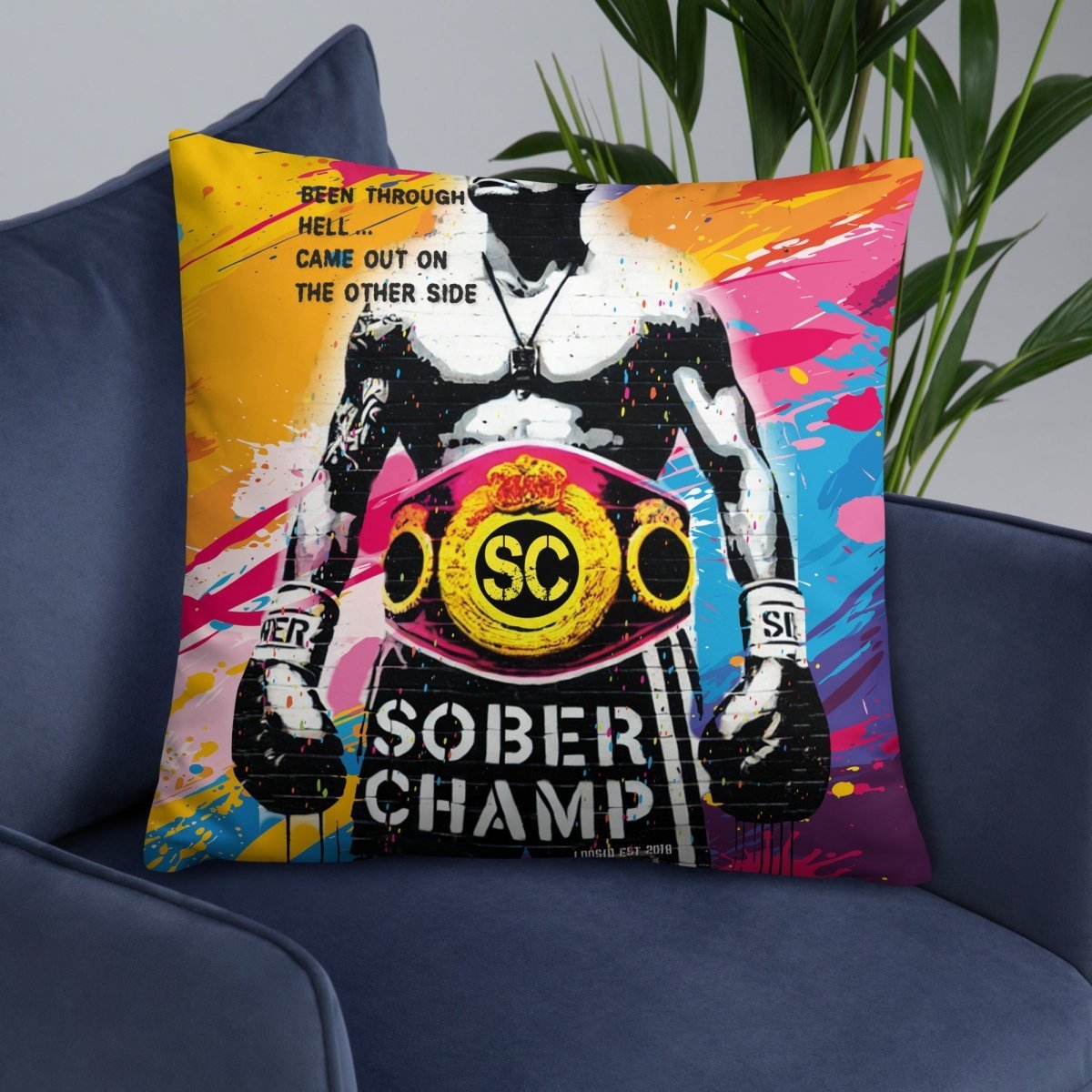 Loosid Sober Champ Champion Design Sober Pillow featuring the design