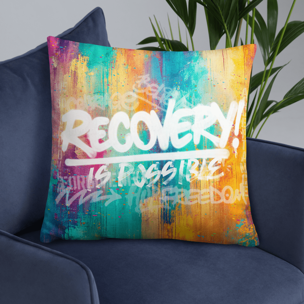 Recovery Is Possible Sober Pillow close-up view (view 2)