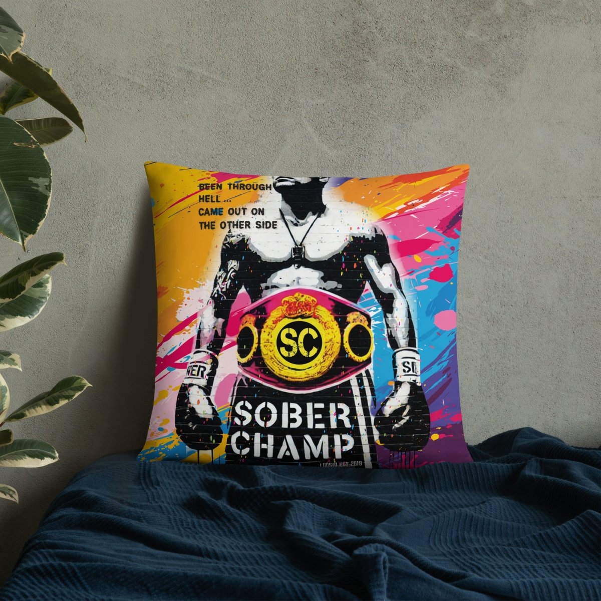 Sober Champ Champion Design Sober Pillow lifestyle view (view 5)