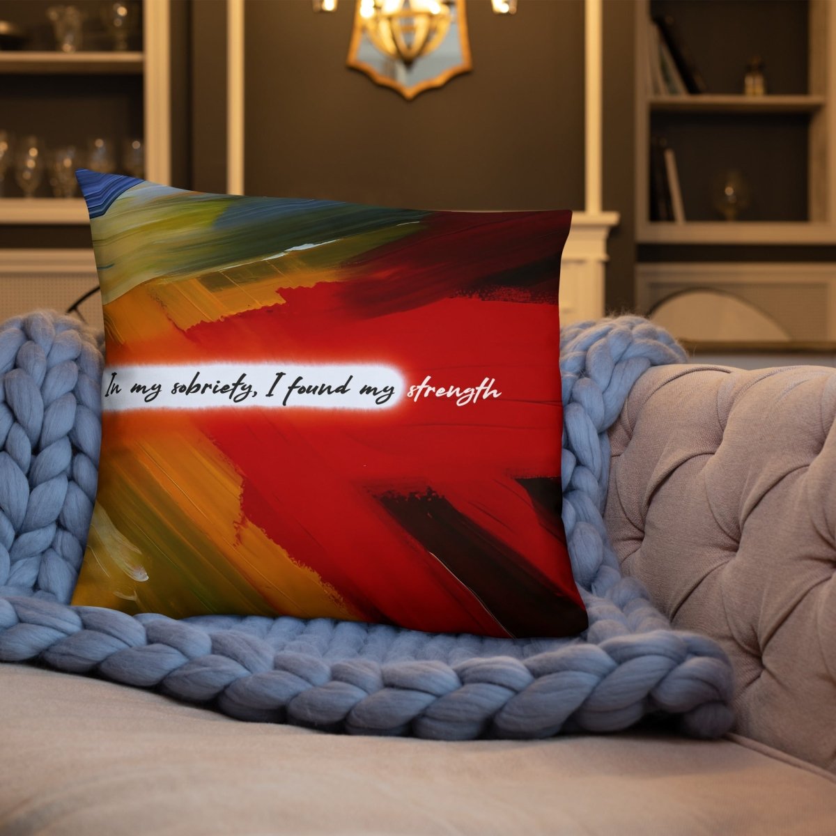 In My Sobriety I Found My Strength Sober Pillow lifestyle view (view 15)